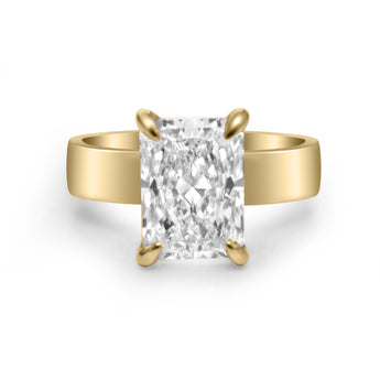 Karen | Radiant Cut Hidden Halo Flat Shank 14k Yellow Gold Engagement Ring - Diamond Daughters, Front View