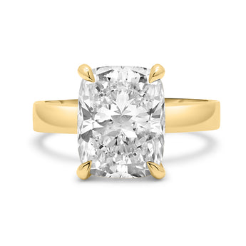 front view custom solitaire engagement ring with a hidden halo 14k yellow gold