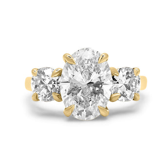 front view 3 stone engagement ring 14k yellow gold