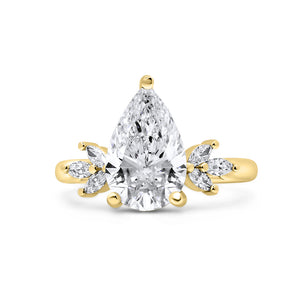 Corrine| Pear Marquise Side Stone Moissanite 14K Yellow Gold Engagement Ring - Diamond Daughters, Front View