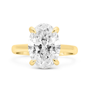 Rose | Oval Hidden Halo 14K Yellow Gold Engagement Ring - Diamond Daughters, Front View