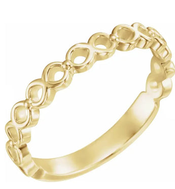 Ella | Infinity 14K Yellow Gold Wedding Band - Diamond Daughters, Top Side View