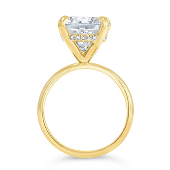 Rose | Elongated Cushion Moissanite 14k Yellow Gold Engagement Ring - Diamond Daughters, Top View