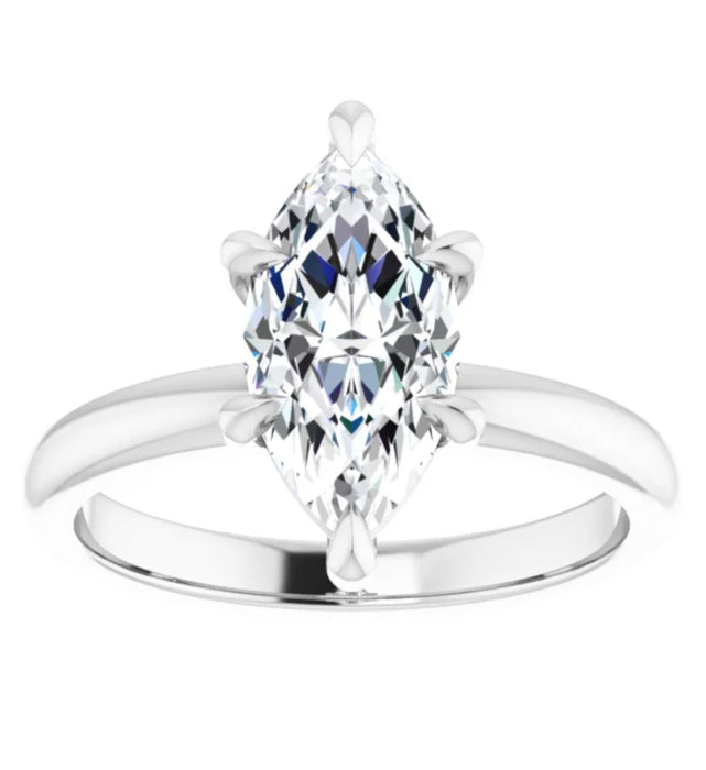 2.01CT Marquise Lab Grown Diamond Solitaire 14K White Gold Engagement Ring - Diamond Daughters, Front View