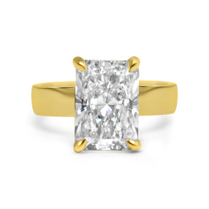 Rhiza | Moissanite Solitaire Thick Band 
14K Yellow Gold Engagement Ring 
Diamond Daughters
Front View