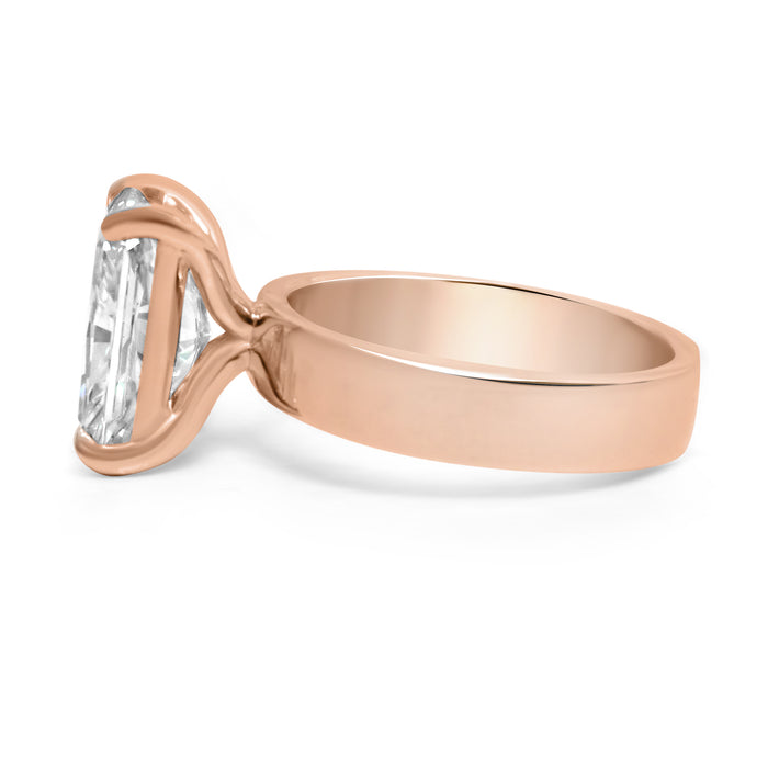 Rhiza | Radiant Solitaire Flat Shank 14k Rose Gold Engagement Ring - Diamond Daughters,  Side View