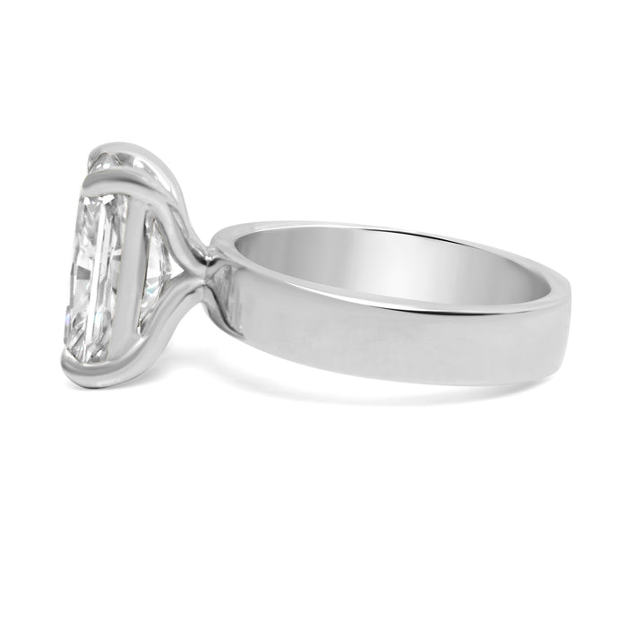 Rhiza | Radiant Solitaire Flat Shank 14k White Gold Engagement Ring - Diamond Daughters,  Side View