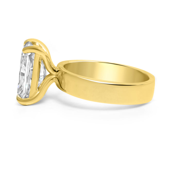 Rhiza | Radiant Flat Shank 14k Yellow Gold Engagement Ring - Diamond Daughters,  Side View