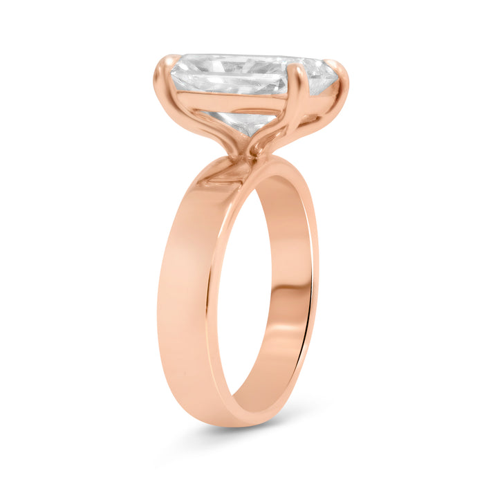 Rhiza | Radiant Solitaire Flat Shank 14k Rose Gold Engagement Ring - Diamond Daughters,  Top Side View