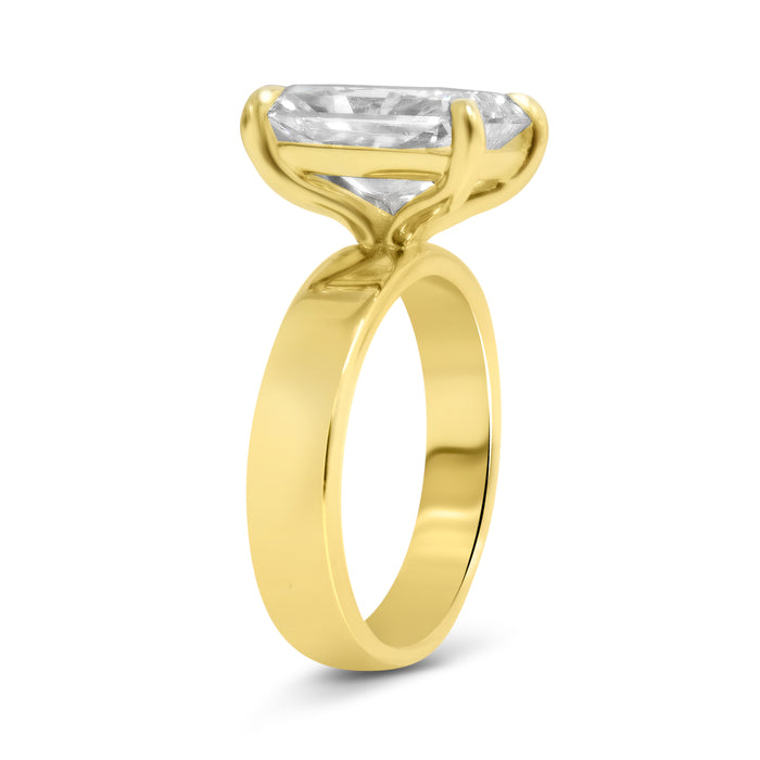 Rhiza | Radiant Solitaire Flat Shank 14k Yellow Gold Engagement Ring - Diamond Daughters,  Top Side View