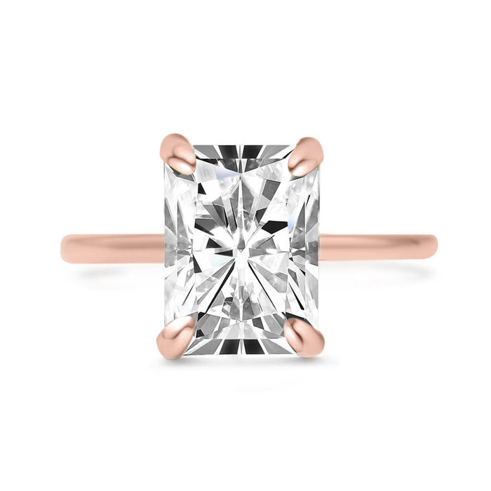 2.06CT Radiant Lab Grown Diamond Solitaire 14K Rose Gold Engagement Ring - Diamond Daughters, Front View