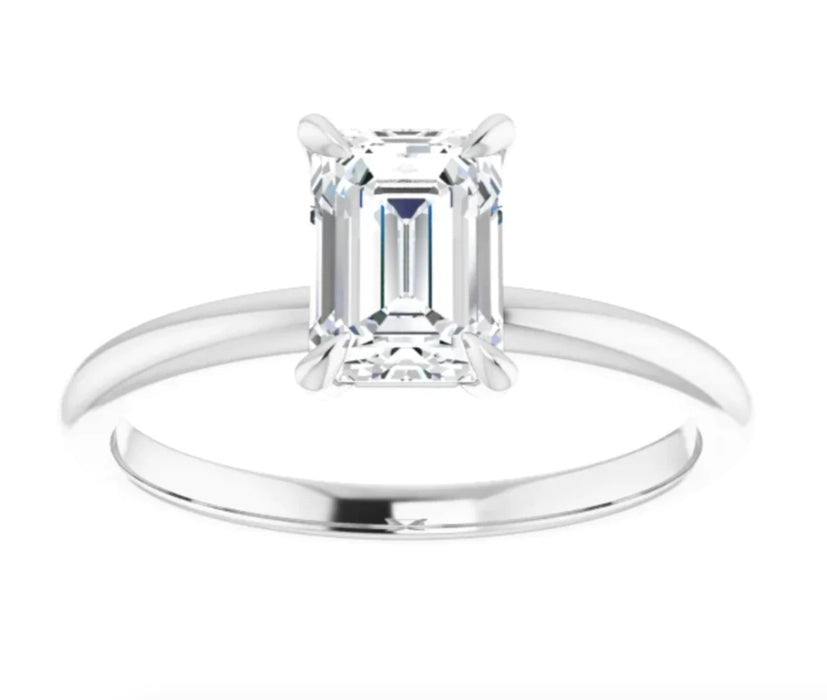 2.10 CT Emerald Lab Grown Diamond Solitaire 14k White Gold Engagement Ring - Diamond Daughters, Front View