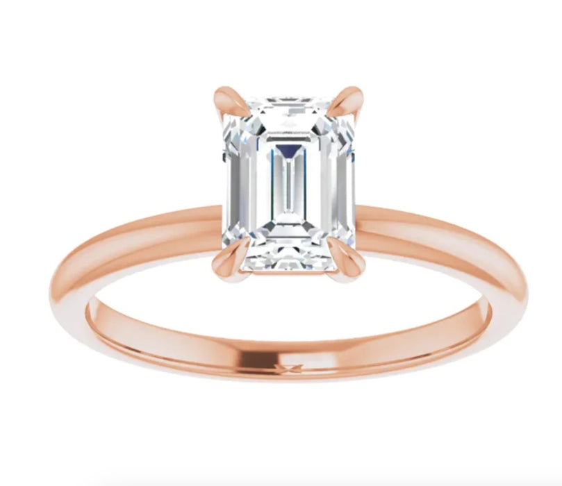 2.10 CT Emerald Lab Grown Diamond Solitaire 14k Rose Gold Engagement Ring - Diamond Daughters, Top Hand View