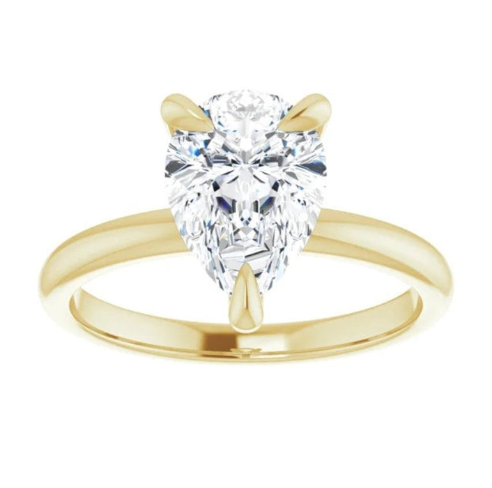 2.56 CT Pear Lab Grown Diamond Solitaire 14K Yellow Gold Engagement Ring - Diamond Daughters, Front View