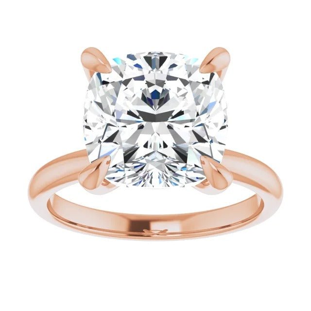 3.00CT Cushion Lab Grown Diamond Solitaire 14K Rose Gold Engagement Ring - Diamond Daughters, Front View