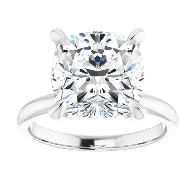 3.01CT  Square Cushion Lab Grown Diamond Solitaire 14K White Gold Engagement Ring - Diamond Daughters, Front View