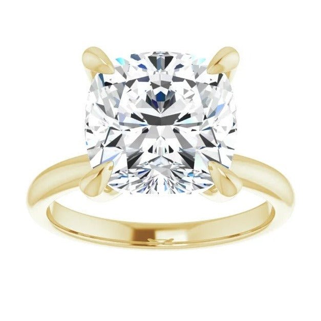 3.01CT  Square Cushion Lab Grown Diamond Solitaire 14K Yellow Gold Engagement Ring - Diamond Daughters, Front View