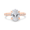 Madison | Oval Cathedral Pedal Gallery Pave 14k Rose Gold Engagement Ring - Diamond Daughters, Front View