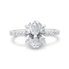 Madison | Oval Cathedral Pedal Gallery Pave 14k White Gold Engagement Ring - Diamond Daughters, Front View