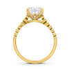 Madison | Oval Cathedral Pedal Gallery Pave 14k Yellow Gold Engagement Ring - Diamond Daughters, Top View