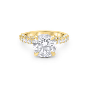 Nadine | Round Double Hidden Halo Accent Stone 14k Yellow Gold Engagement Ring - Diamond Daughters,  Front View