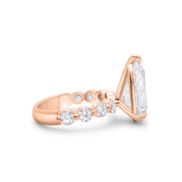 Kerlin | Pear Moissanite Shank Accent Stone 14k Rose Gold Engagement Ring - Diamond Daughters, Side View