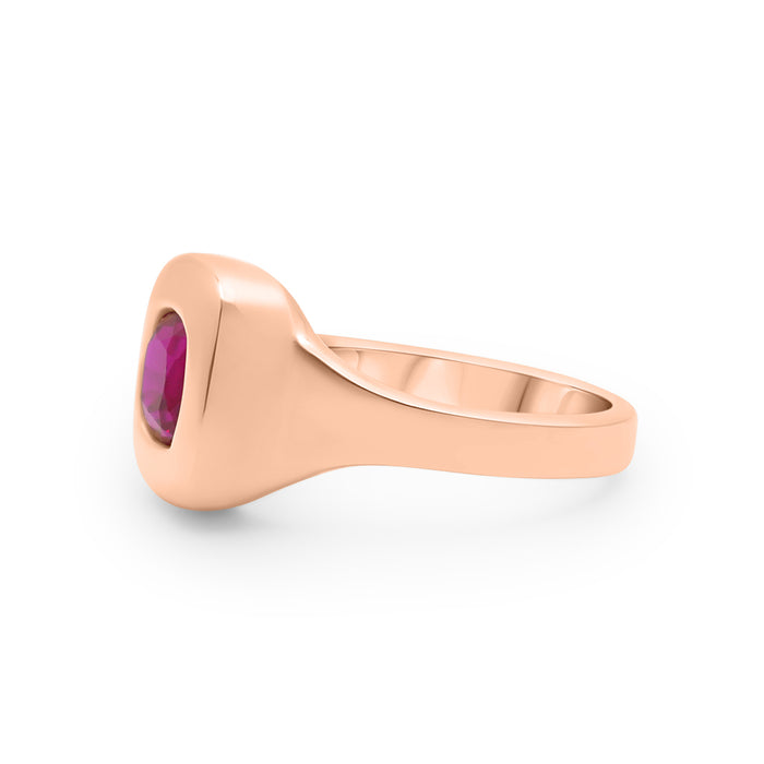 Mallory | Bezel Ruby 14k Rose Gold Engagement Ring - Diamond Daughters,  Side View