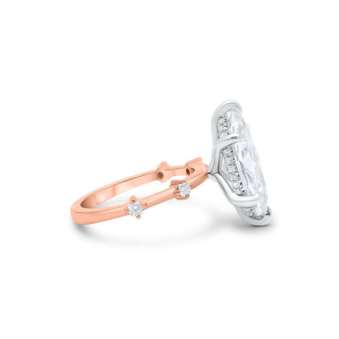 Alyssa | Marquise Moissanite Hidden Halo Accent Stone 14k Rose Gold Engagement Ring - Diamond Daughters, Side View