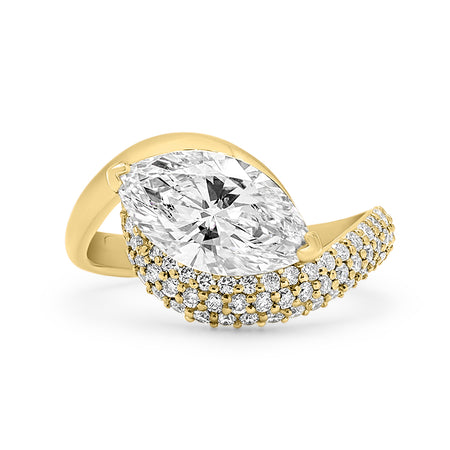 Briah | Bezel Accent Stone 14K Yellow Gold Engagement Ring - Diamond Daughters, Front View