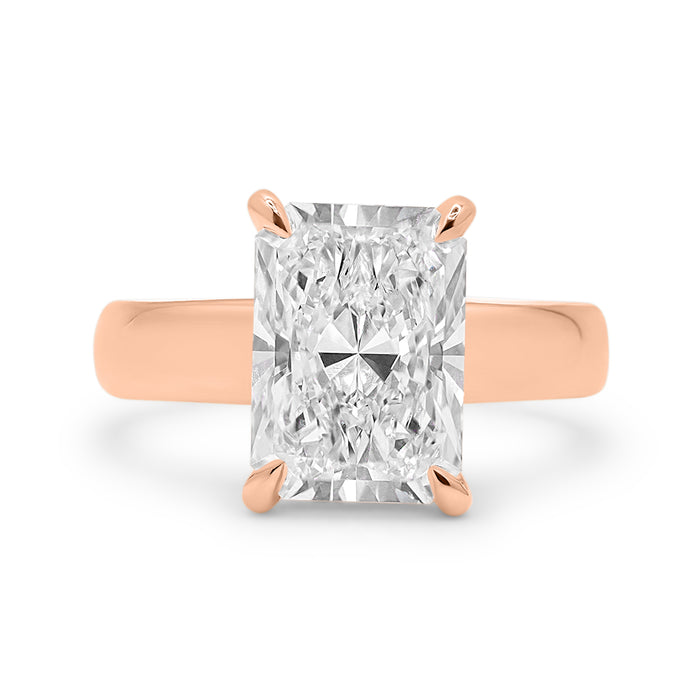 Breanna | Solitaire Thick Half Round Band 14K Rose Gold Engagement Ring - Diamond Daughters, Front View