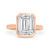 Danae | Bezel Emerald Hidden Halo 14K Rose Gold Engagement Ring - Diamond Daughters, Front View