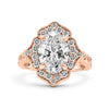 Jean | Mill Grain Halo And Shank 14K Rose Gold Engagement Ring - Diamond Daughters, Front View