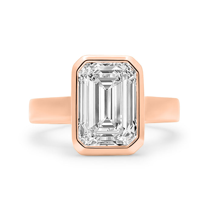 Brittanee | Bezel Emerald 14K Rose Gold Engagement Ring - Diamond Daughters, Front View