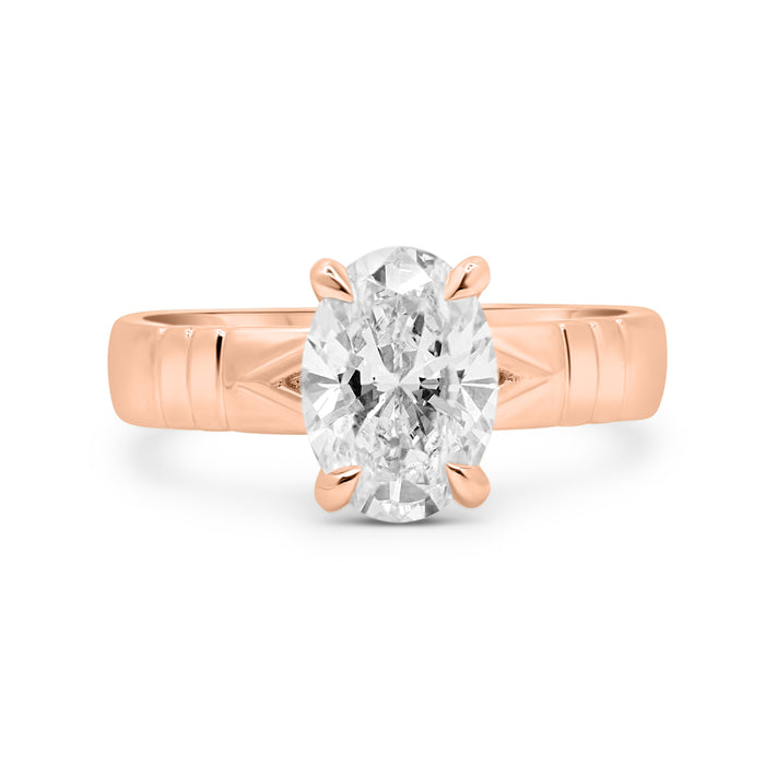 Cynthia | Engraved Band 14K Rose Gold Engagement Ring - Diamond Daughters, Front View