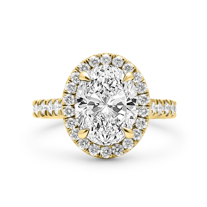 Stephanie | Oval Halo Accent Stone 14K Yellow Gold Engagement Ring - Diamond Daughters, Front View