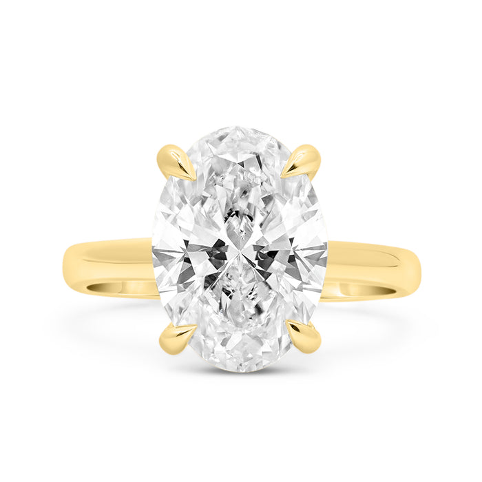 Rose | Oval Hidden Halo 14K Yellow Gold Engagement Ring - Diamond Daughters, Front View