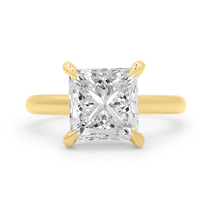 Rose | Princess Cut Hidden Halo 14K Yellow Gold Engagement Ring - Diamond Daughters, Front View