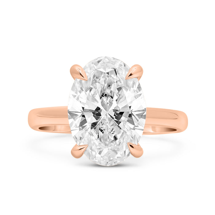 Rose | Oval Hidden Halo 14K Rose Gold Engagement Ring - Diamond Daughters, Front View