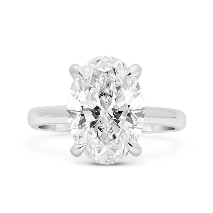 Rose | Oval Hidden Halo 14K White Gold Engagement Ring - Diamond Daughters, Front View