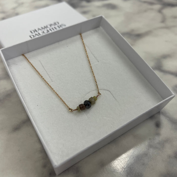 Rustic Diamonds Necklace 14K Yellow Gold