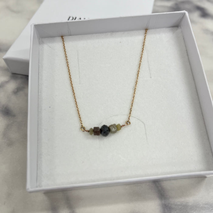 Rustic Diamonds Necklace 14K Yellow Gold