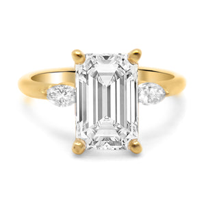 Prianka | Emerald Double Marquise Accent Stone 14k Yellow Gold Engagement Ring - Diamond Daughters,  Front View