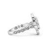 Jean | Mill Grain Halo And Shank 14K White Gold Engagement Ring - Diamond Daughters, Side View