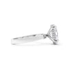 Leja| Oval Moissanite Hidden Halo Flat Shank 14K White Gold Engagement Ring - Diamond Daughters, Side View