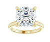 Cushion Moissanite Solitaire 14K Yellow Gold Engagement Ring 9.5mm Around 4.20ct- DIamond Daughters, Front View