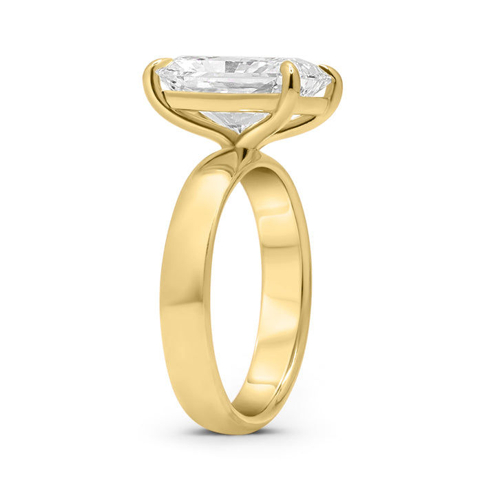 Breanna | Solitaire Thick Half Round Band 14K Yellow Gold Engagement Ring - Diamond Daughters, Top Side View