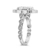 Jean | Mill Grain Halo And Shank 14K White Gold Engagement Ring - Diamond Daughters, Top Side View