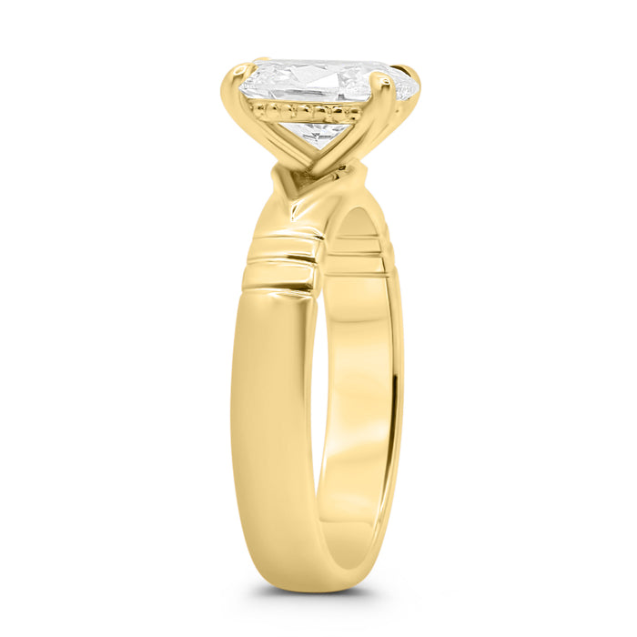 Cynthia | Engraved Band 14K Yellow Gold Engagement Ring - Diamond Daughters, Top Side View