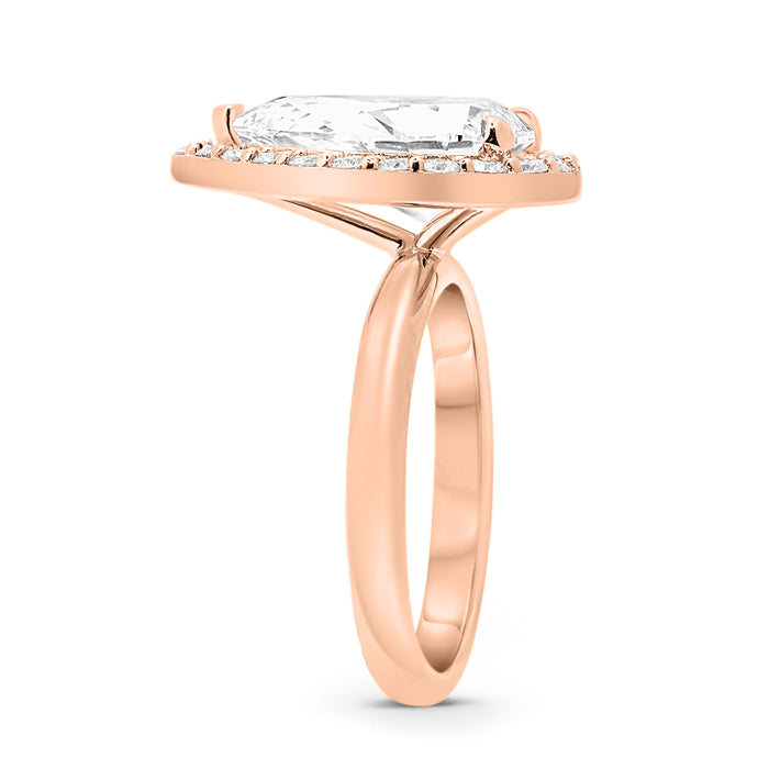 Janika | Pear Zero Gap Halo 14K Rose Gold Engagement Ring - Diamond Daughters, Top Side View