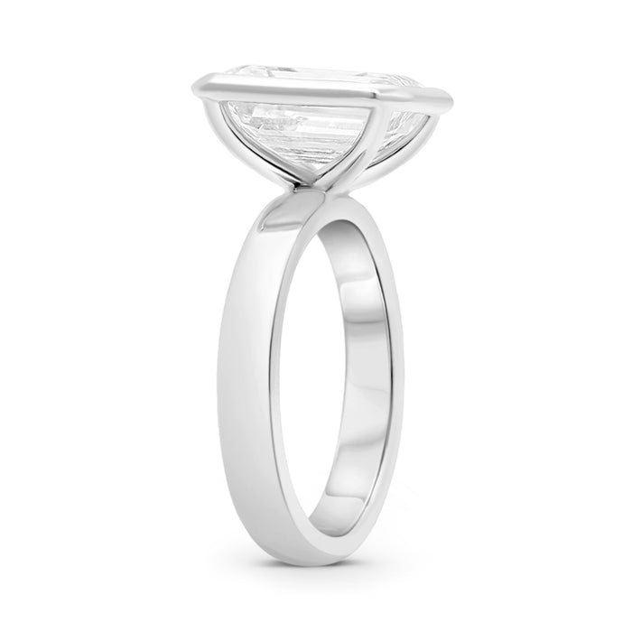 Brittanee | Bezel Emerald 14K White Gold Engagement Ring - Diamond Daughters, Top Side View